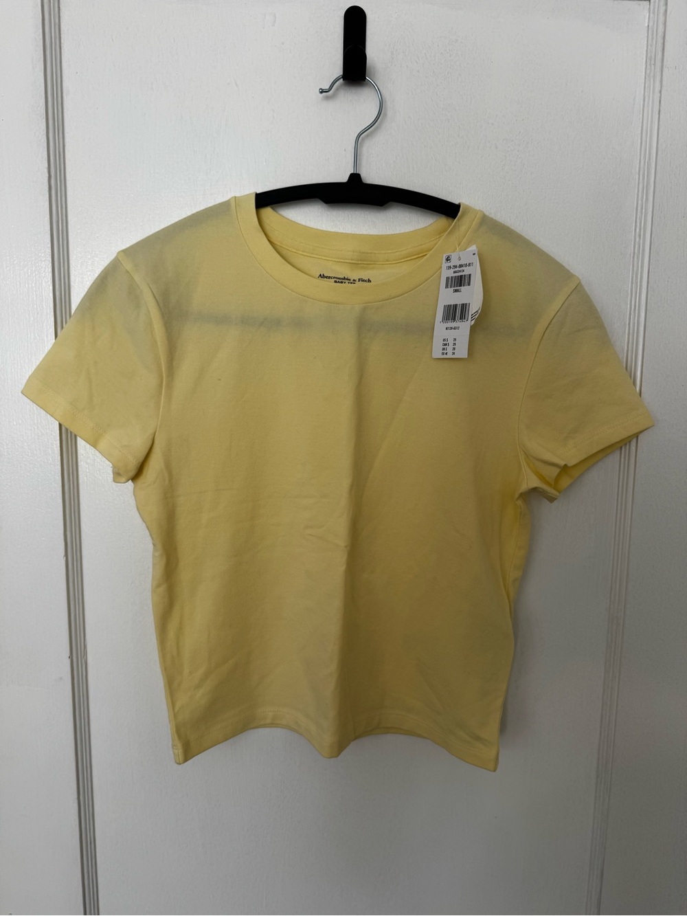 Abercrombie & Fitch Baby Tee Pastel Yellow Women's Crewneck Tee